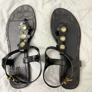 Coach Black Jelly Flower Sandals – Paisley Style
